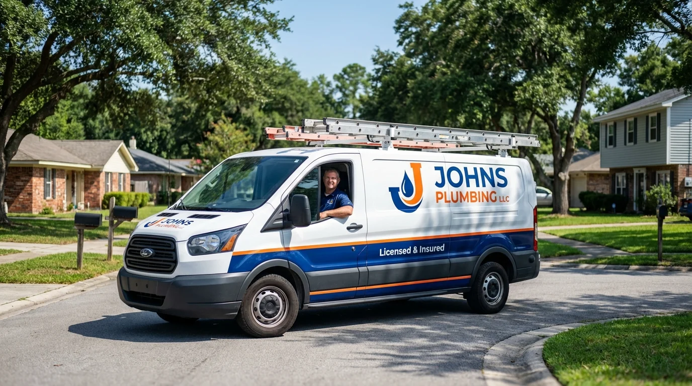 Johns Plumbing LLC service van in Polk City, FL