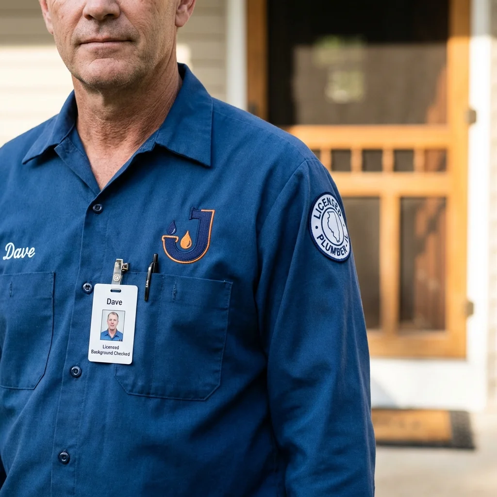 Licensed plumber showing ID badge in Polk City, FL