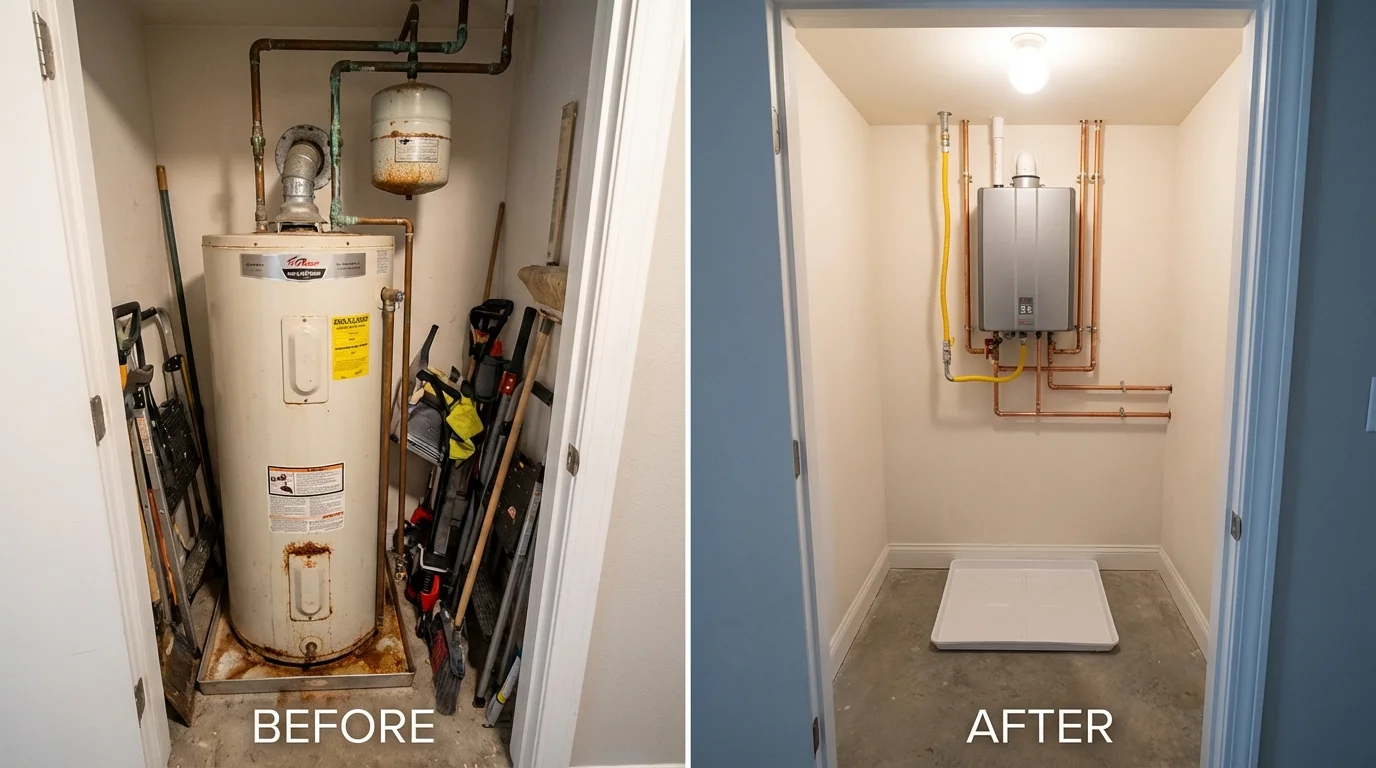 Tank water heater versus wall-mounted tankless unit comparison for Polk City, FL homeowners