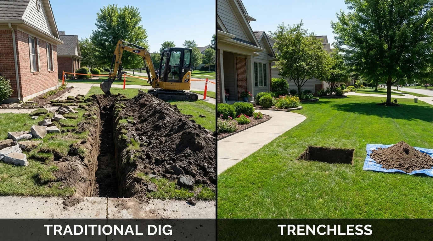 Trenchless sewer repair with minimal yard damage versus traditional excavation in Polk City, FL